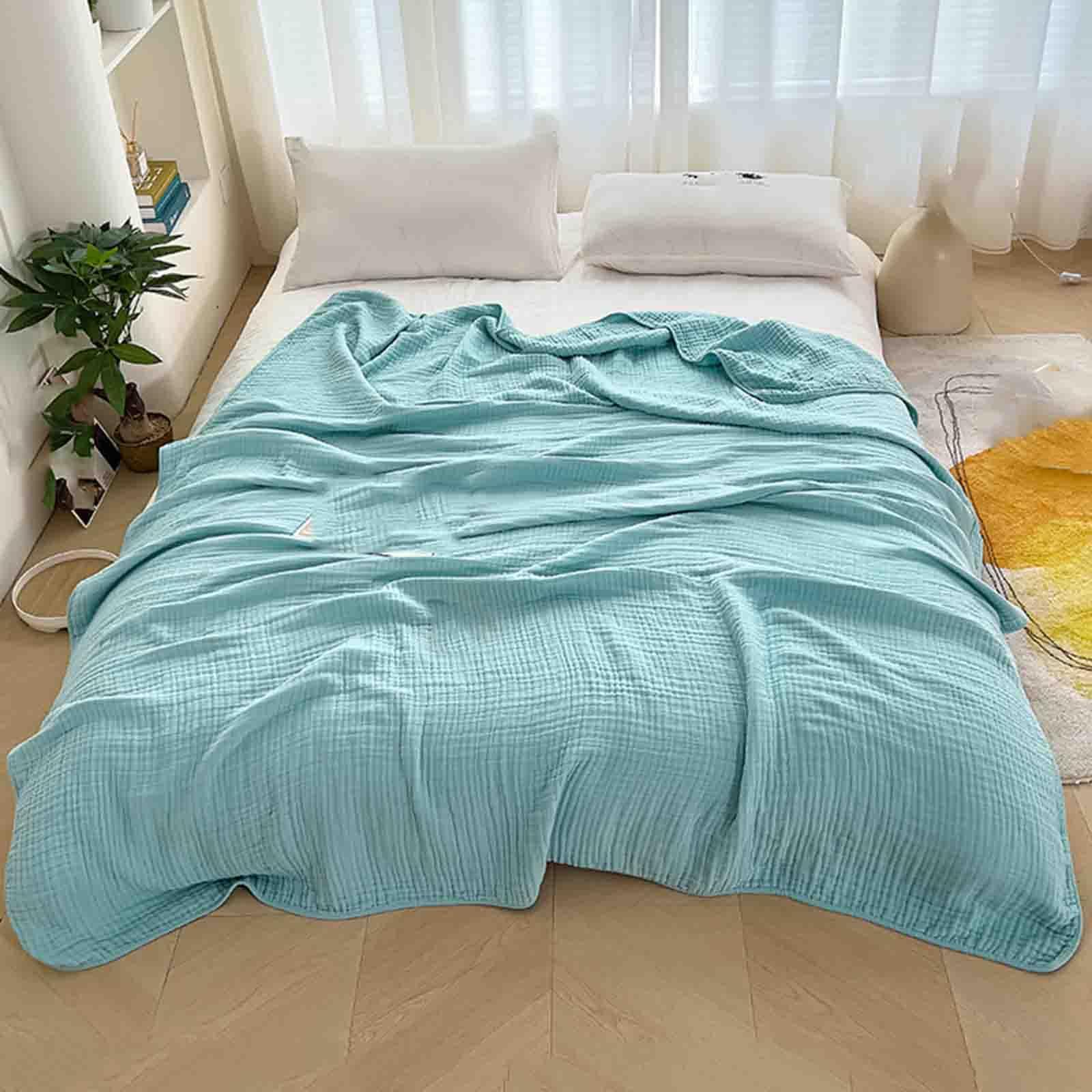 Cotton Muslin Boho Throw Blanket for Relaxation and Comfort, Available in Yellow, Pink, Blue, Green – Multiple Sizes — Lifest