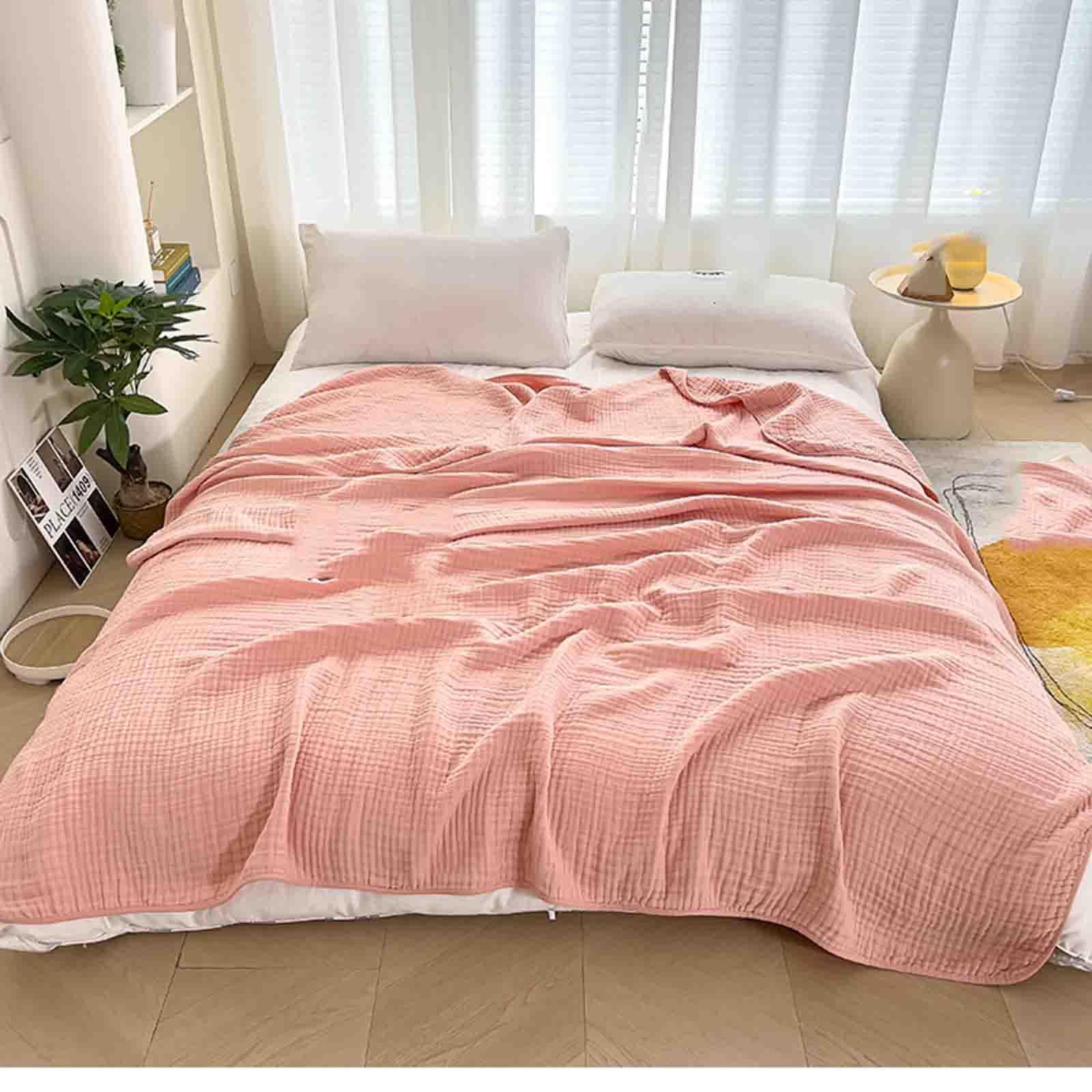 Cotton Muslin Boho Throw Blanket for Relaxation and Comfort, Available in Yellow, Pink, Blue, Green – Multiple Sizes — Lifest