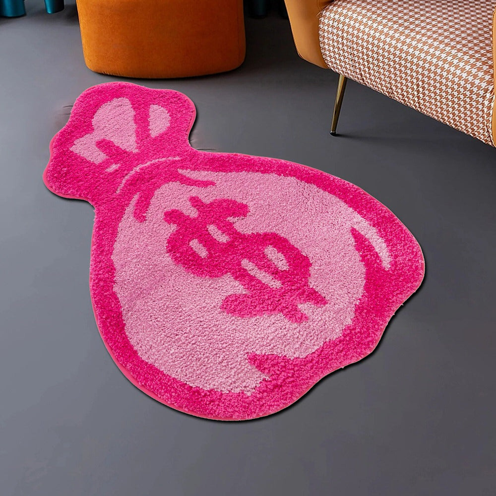 Pink Money Bag Tufted Accent Rug — Soft Accent Rug for Bedroom Layering — Lifestyle 3