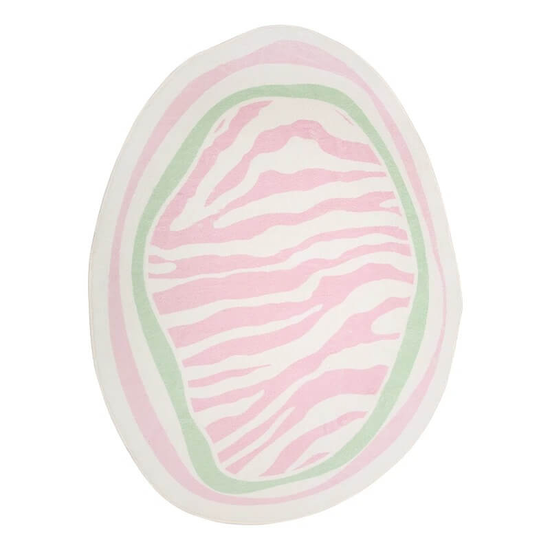 Pink Zebra Print Accent Rug — Soft Accent Rug for Bedroom Layering — Front view