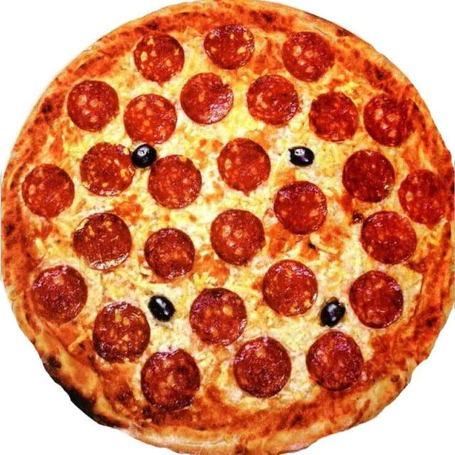 Round Fluffy Pizza Throw Blanket — Novelty Plush Cover for Lounge and Movie Nights — Lifestyle 4
