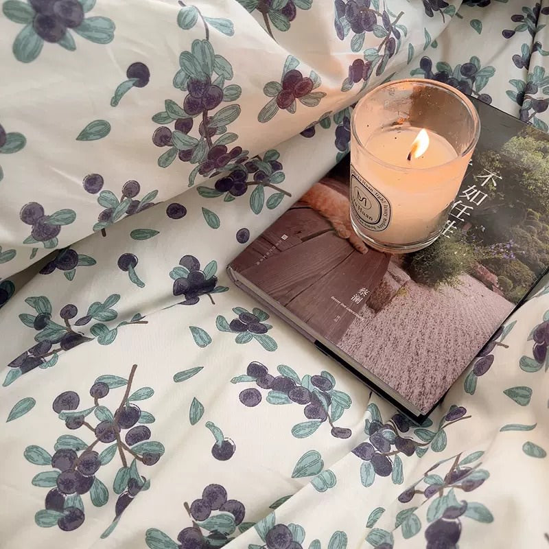Plum Tree Print Bedding Set — Soft-Touch Cotton Duvet & Pillowcases — Lifestyle 2