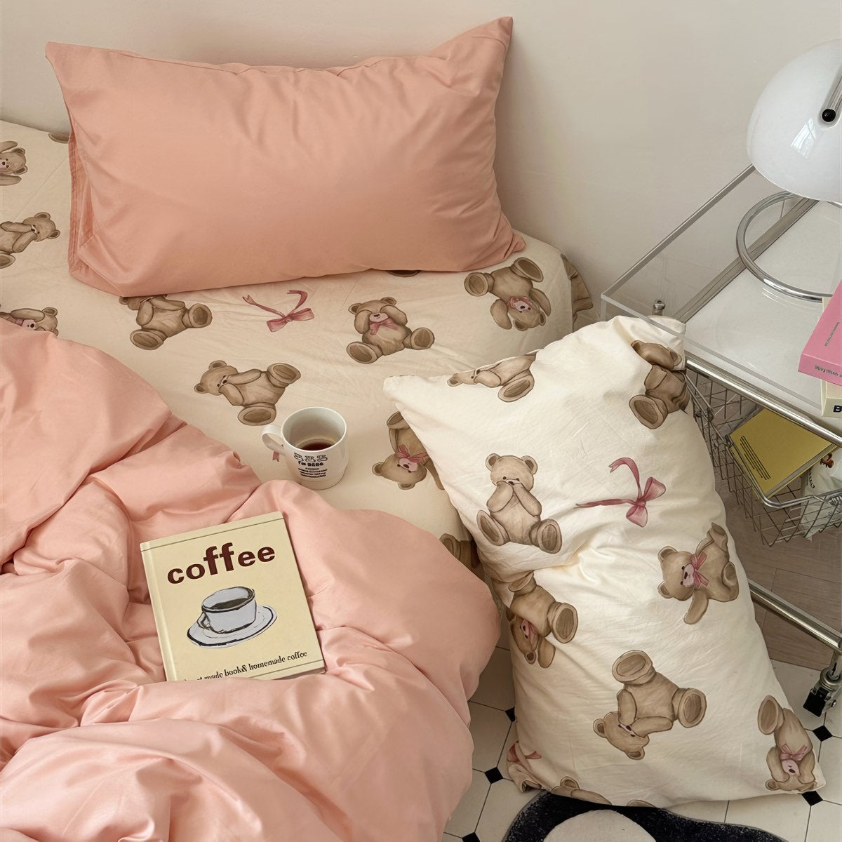 Teddy Bear Print Bedding Set — Soft Microfiber Duvet for Restful Sleep — Front view