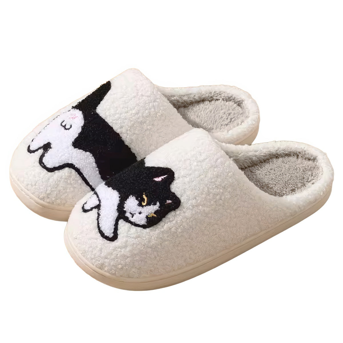 Plush Kitty Slippers — Plush Indoor Slip-On for Home Comfort — Front view