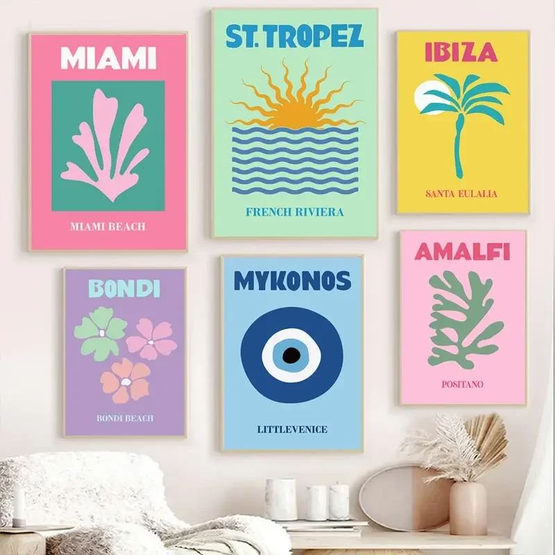 Cities Pastel Canvas Posters — Considered Home Styling — Front view