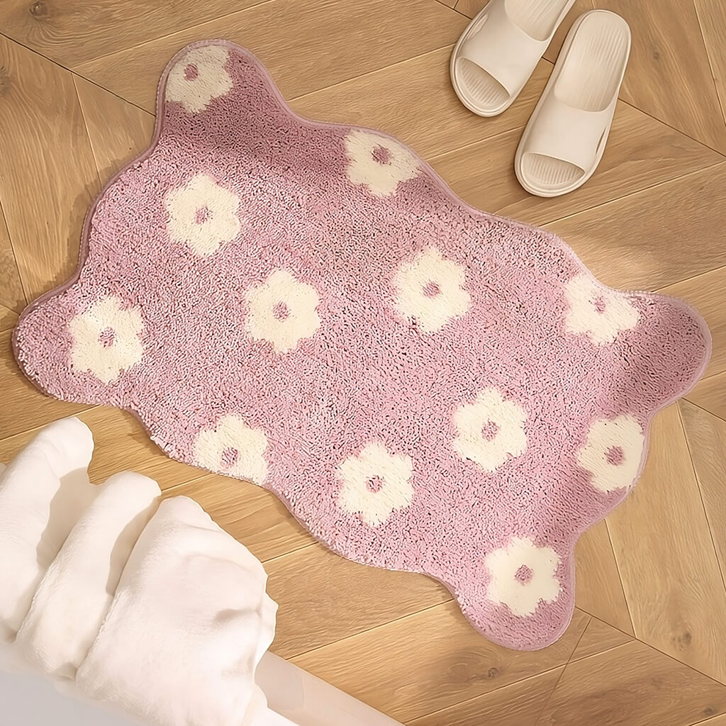 Purple Lavender Blossom Tufted Rug — Soft Accent Rug for Bedroom Layering — Lifestyle 3