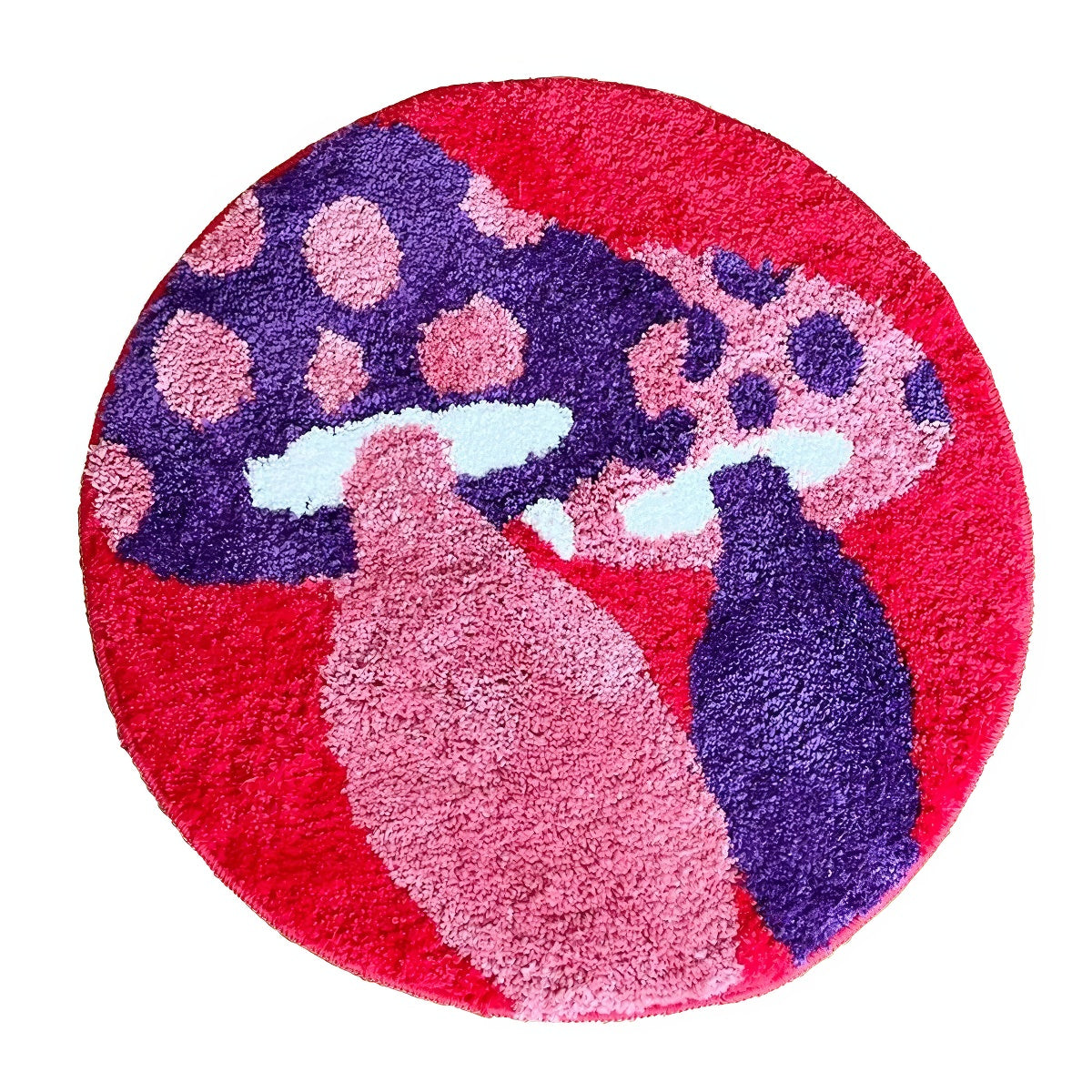 Indie Mushrooms Round Accent Rug — Soft Accent Rug for Bedroom Layering — Front view