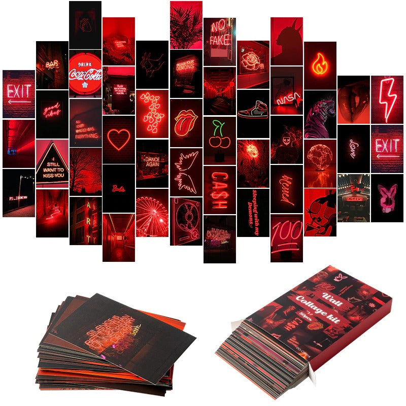 Red Neon Wall Collage Cards — Considered Home Styling — Front view