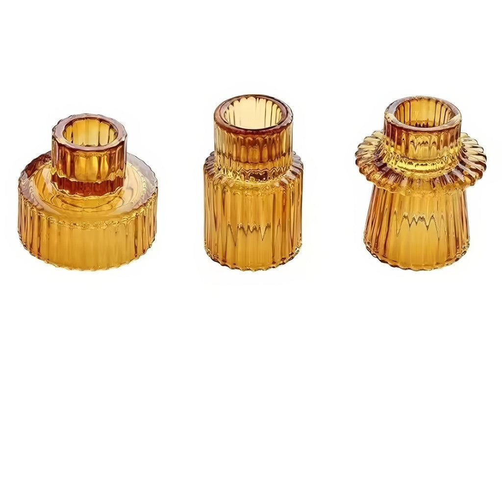 Ribbed Glass Mini Desk Candle Holders Set — Decorative Vase for Considered Styling — Lifestyle 3