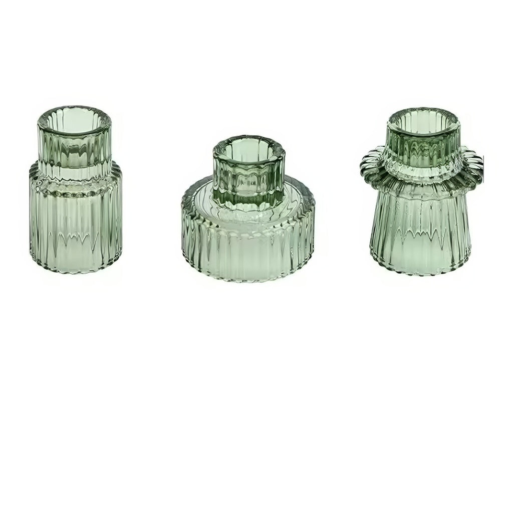 Ribbed Glass Mini Desk Candle Holders Set — Decorative Vase for Considered Styling — Lifestyle 6