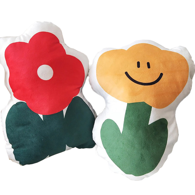 Smiling Flower Plush Cushion — Sculpted Petal Pillow for Kids' and Lounge Spaces — Front view