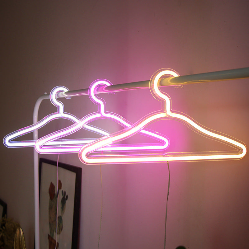 Neon Dress Hanger — Warm LED Mood Lighting for Bedside — Front view