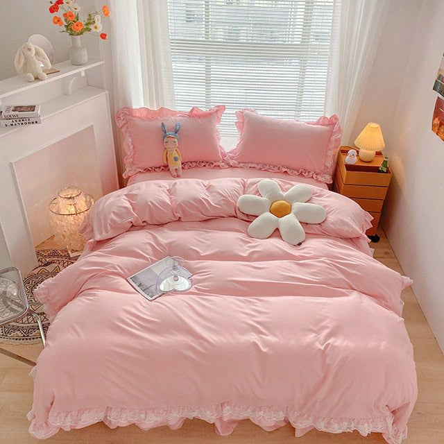 Ruffle Lace Bedding Set — Soft-Touch Cotton Duvet & Pillowcases — Lifestyle 5
