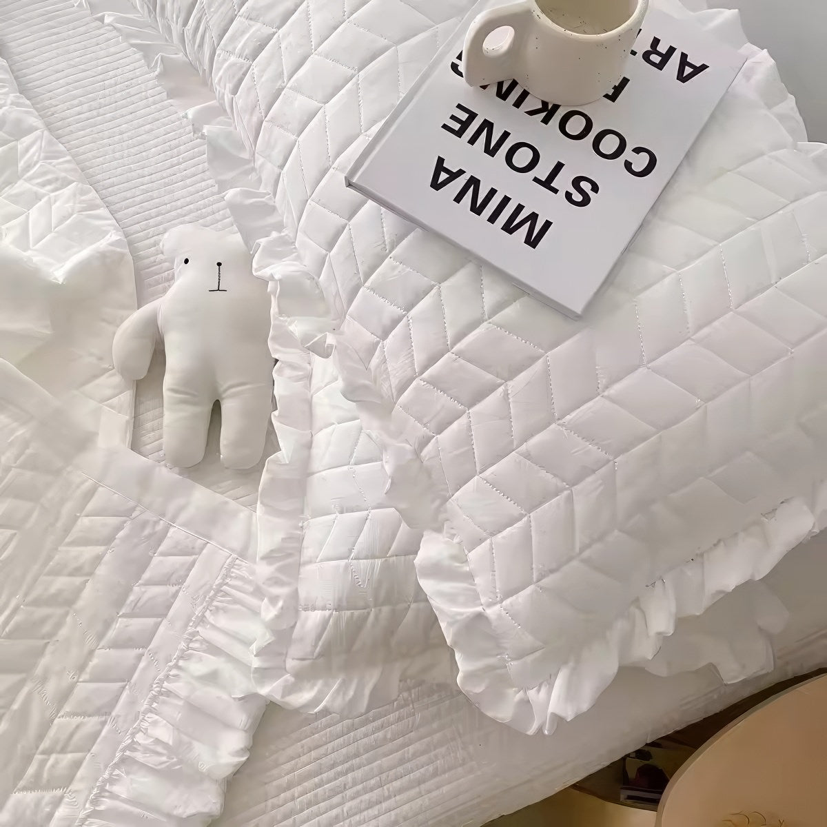 Ruffle Summer Quilt Set — Soft Layered Throw for Couch and Bed — Lifestyle 5