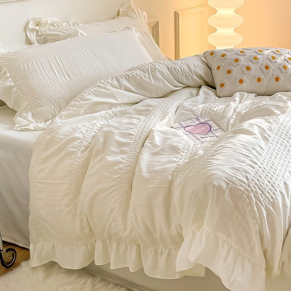 Ruffled Seersucker Bedding Set — Soft Edges for Layered Beds — Lifestyle 5