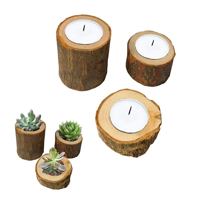 Rustic Tree Trunk Candlestick — Considered Home Styling — Front view