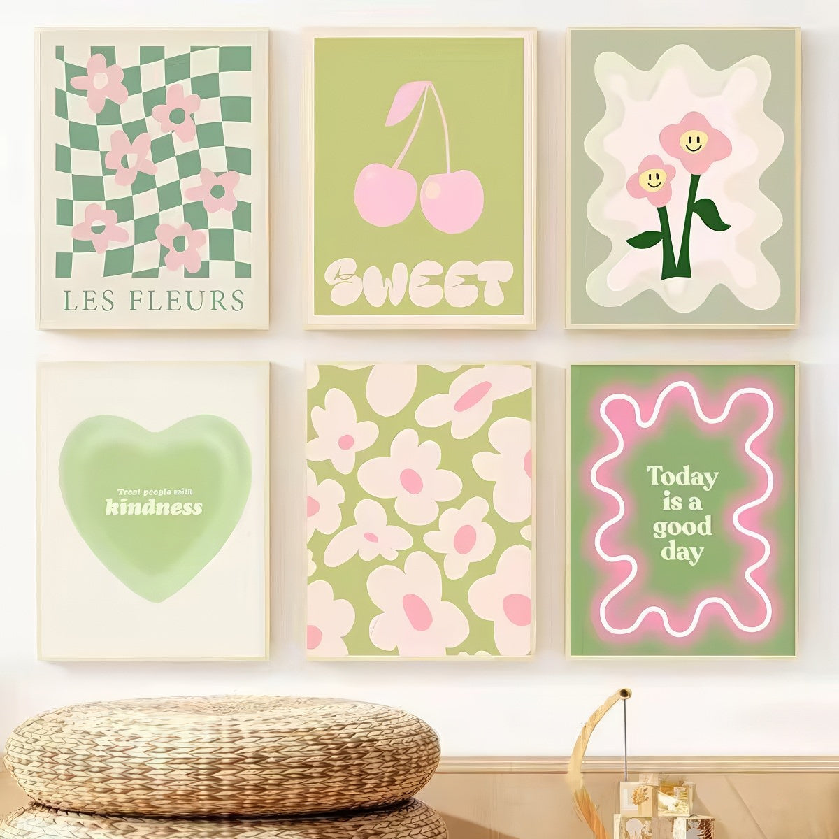 Wavy Pop Sage Green Canvas Posters — Considered Home Styling — Detail