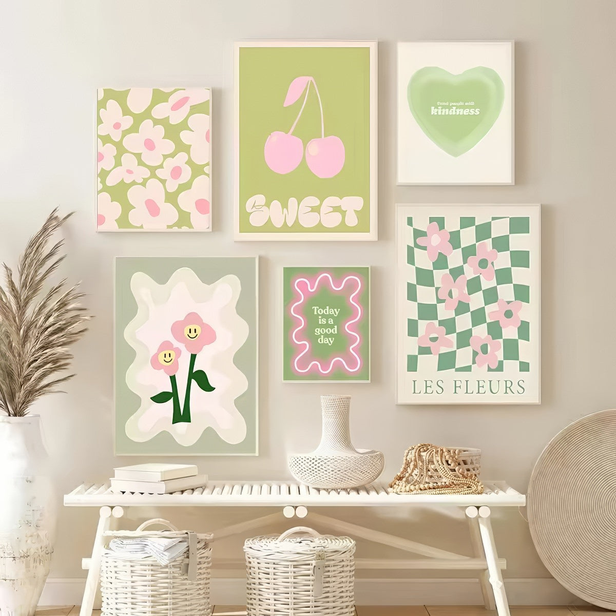 Wavy Pop Sage Green Canvas Posters — Considered Home Styling — Front view