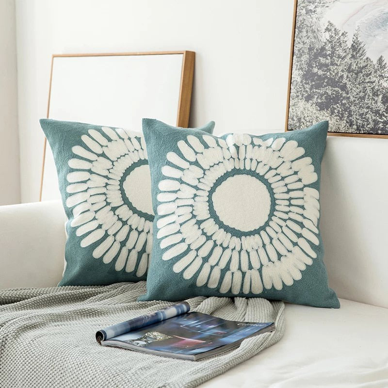Sage Green Patterns Cushion Cover — Soft Textured Pillow for Bedroom Layering — Lifestyle 4