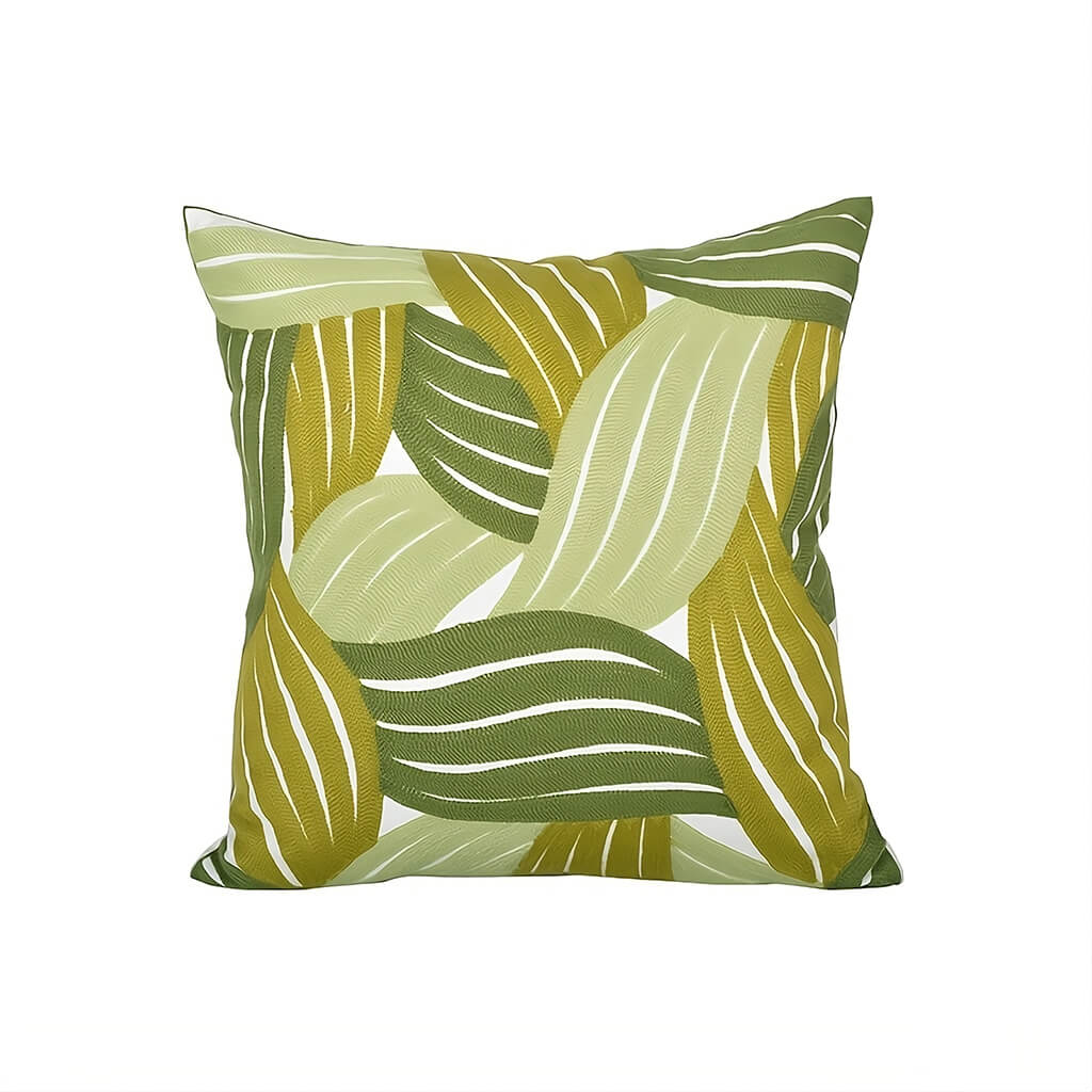 Sage Green Cushion Cover — Embroidered Botanical Cotton Cover for Layered Decor — Lifestyle 3