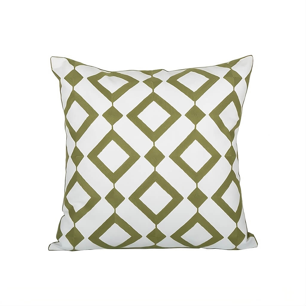 Sage Green Cushion Cover — Embroidered Botanical Cotton Cover for Layered Decor — Lifestyle 5