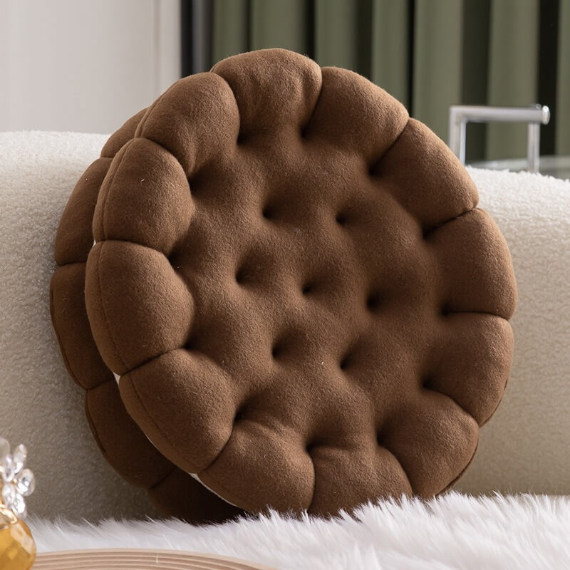 Sandwich Cookie Plush Cushion — Soft Bouclé Knit for Cosy Lounging — Lifestyle 3