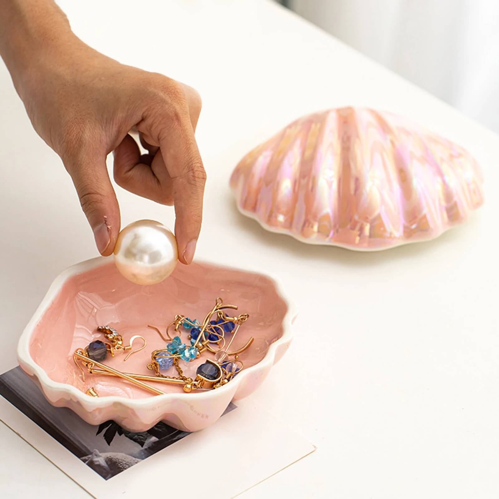 Clam Shell Ceramic Jewelry Storage — Considered Home Styling — Lifestyle 2