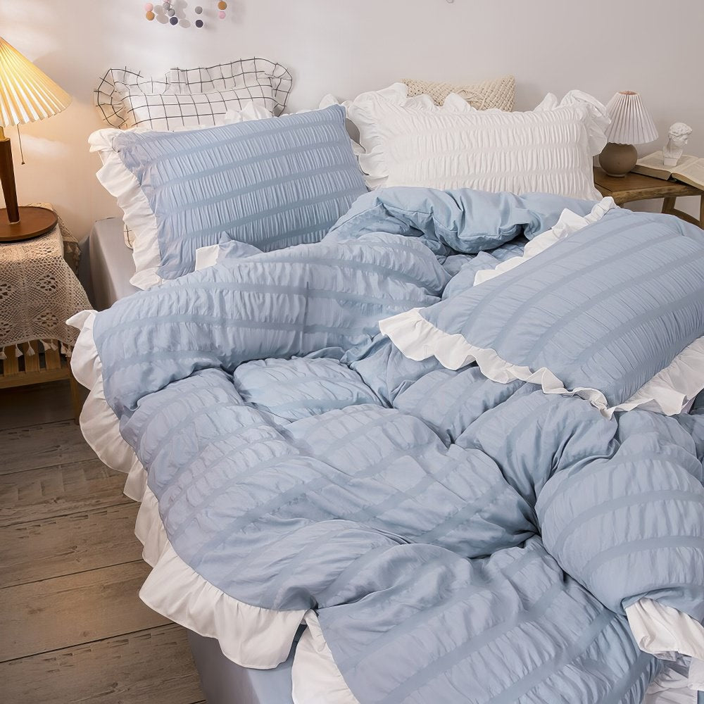 Ribbed-Texture Bedding Set — Soft-Touch Cotton Duvet & Pillowcases — Lifestyle 2
