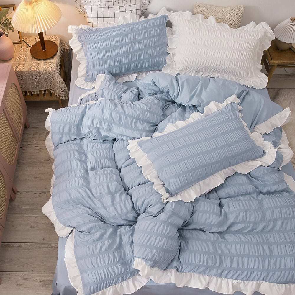 Ribbed-Texture Bedding Set — Soft-Touch Cotton Duvet & Pillowcases — Lifestyle 3