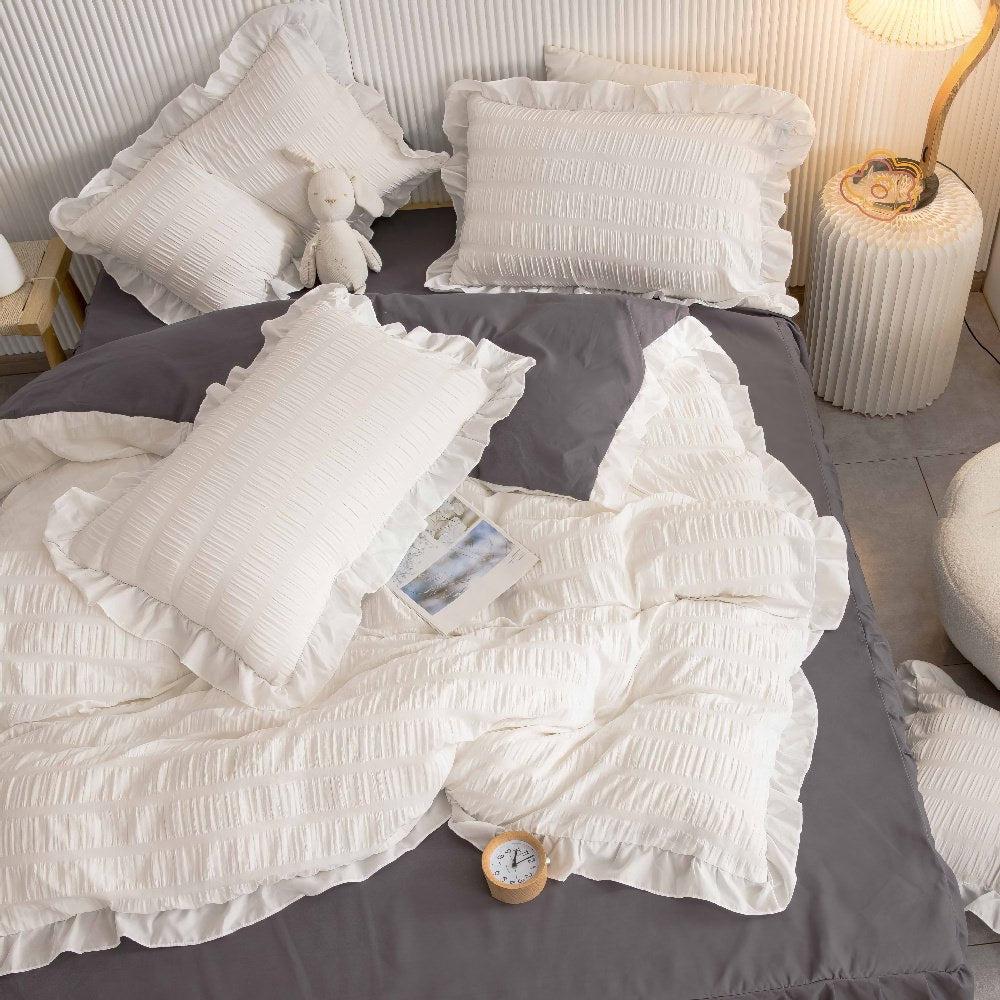 Ribbed Bedding Set — Soft-Touch Cotton Duvet & Pillowcases — Lifestyle 8