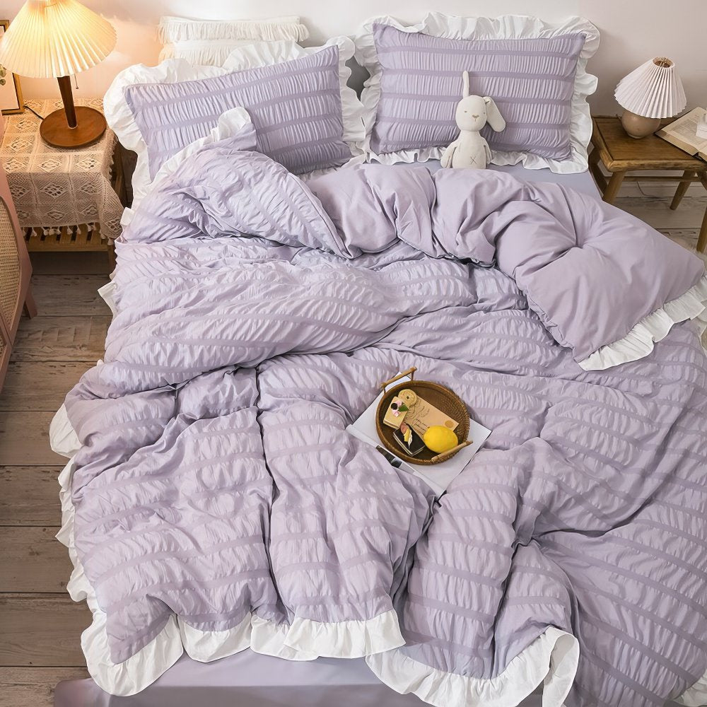 Ribbed Bedding Set — Soft-Touch Cotton Duvet & Pillowcases — Lifestyle 6
