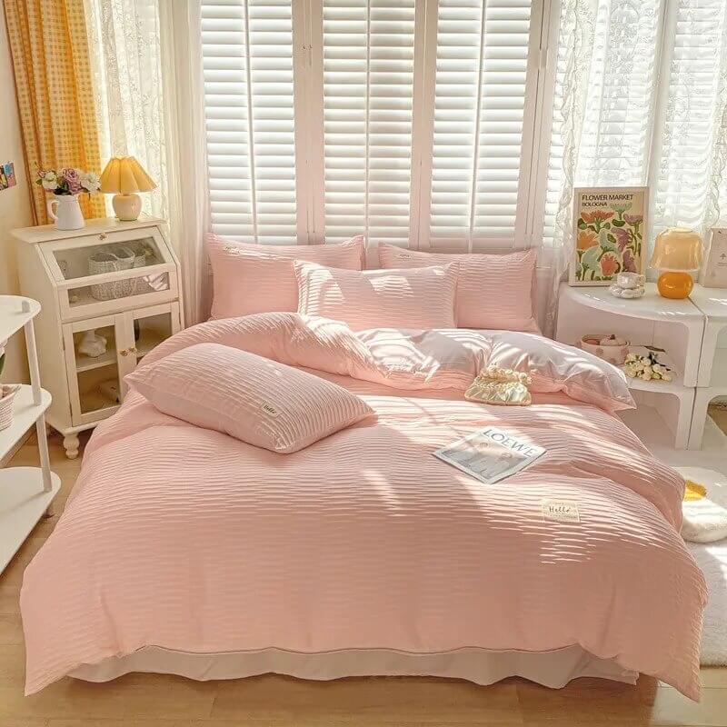 Seersucker Cotton Bedding Set — Crinkled Texture for Cool Nights — Lifestyle 8