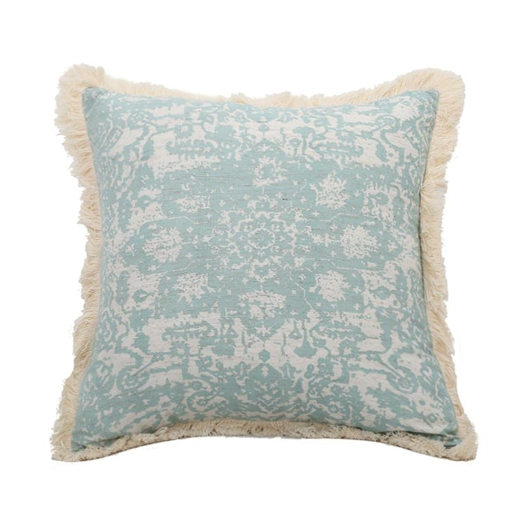 Shabby Chic Dusty Green Cushion Cover — Soft Textured Pillow for Bedroom Layering