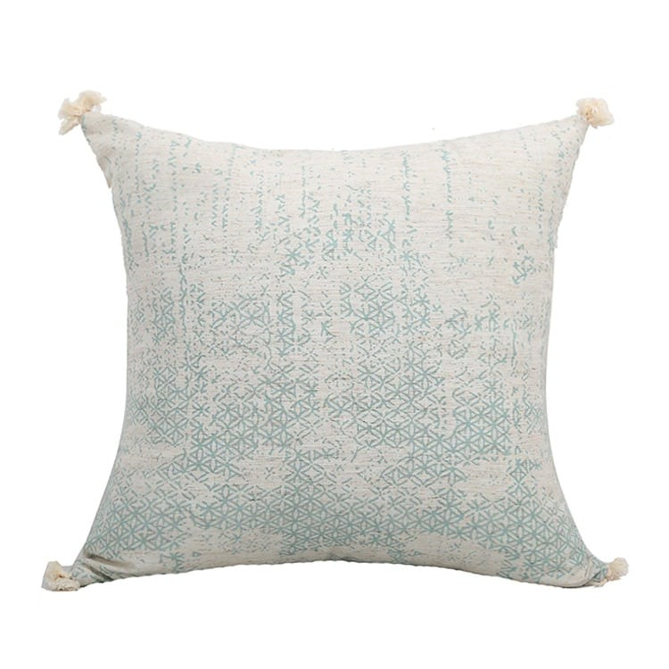 Shabby Chic Dusty Green Cushion Cover — Soft Textured Pillow for Bedroom Layering