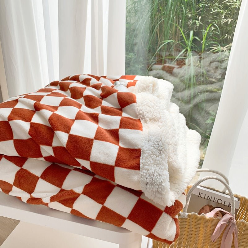 Checkered Fluffy Throw Blanket — Soft Plush Cover for Lounge and Bedroom Layering — Lifestyle 8