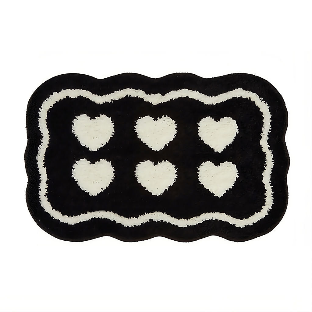 Six Hearts Black & White Tufted Rug — Soft Accent Rug for Bedroom Layering — Lifestyle 4