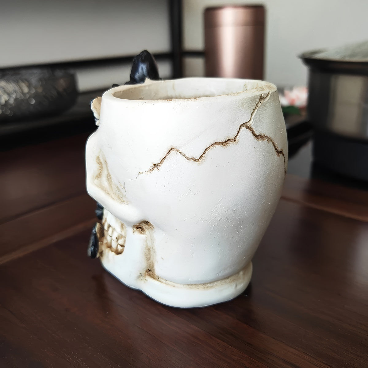 Skull with Butterflies Makeup Brush Holder — Considered Home Styling — Lifestyle 3