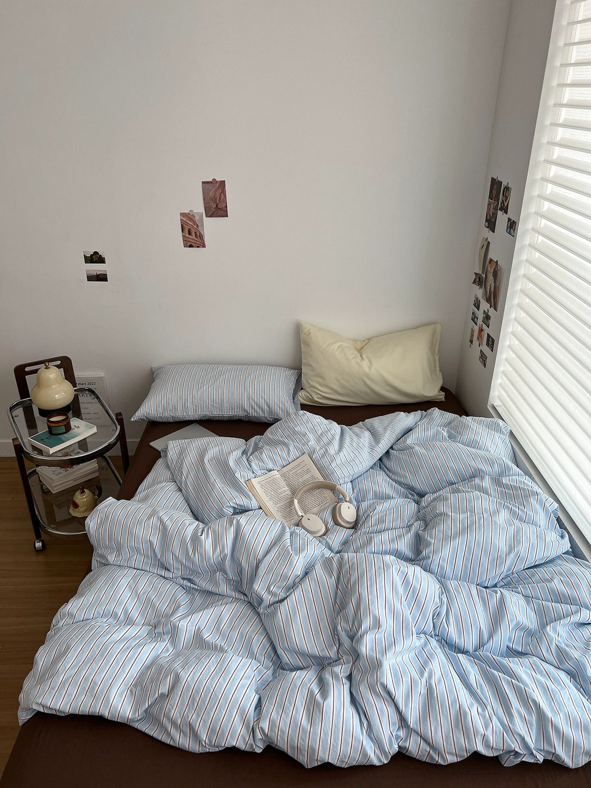 Sky Blue Striped Bedding Set — Cotton-Blend Cover for Calm Bedrooms — Detail