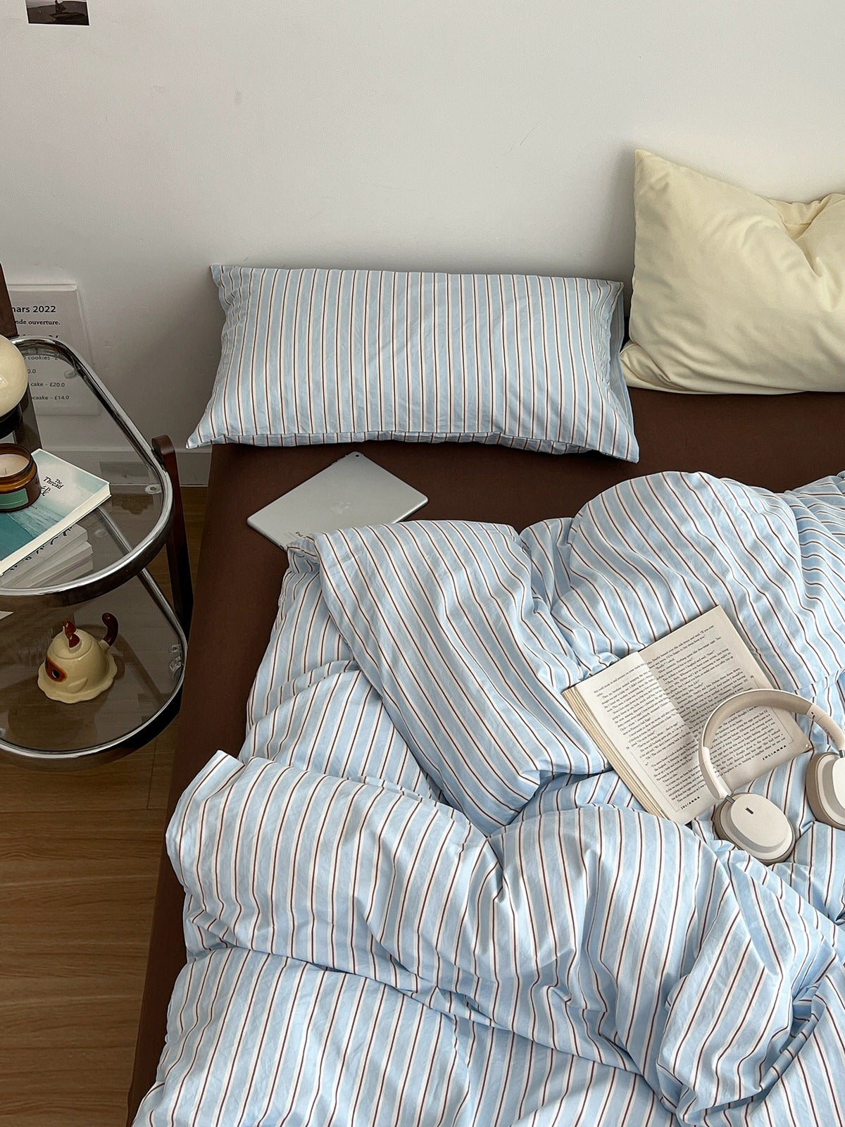Sky Blue Striped Bedding Set — Cotton-Blend Cover for Calm Bedrooms — Lifestyle 5