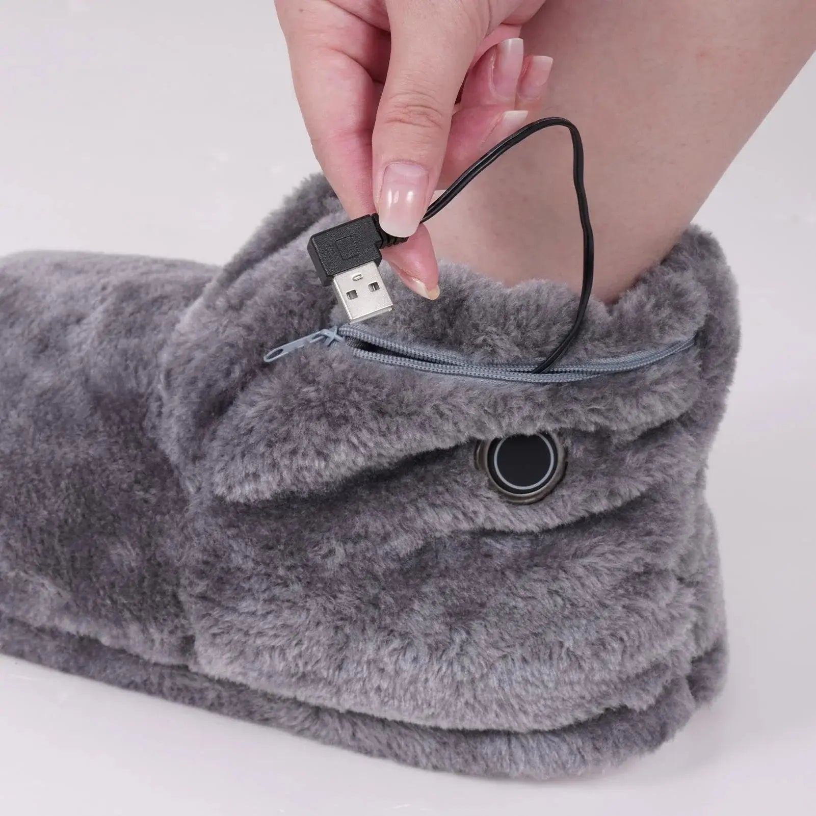 Microwavable Grey Slippers for Comfort and Warmth - Size 12 × 10.5 × 2.7 — Lifestyle 5