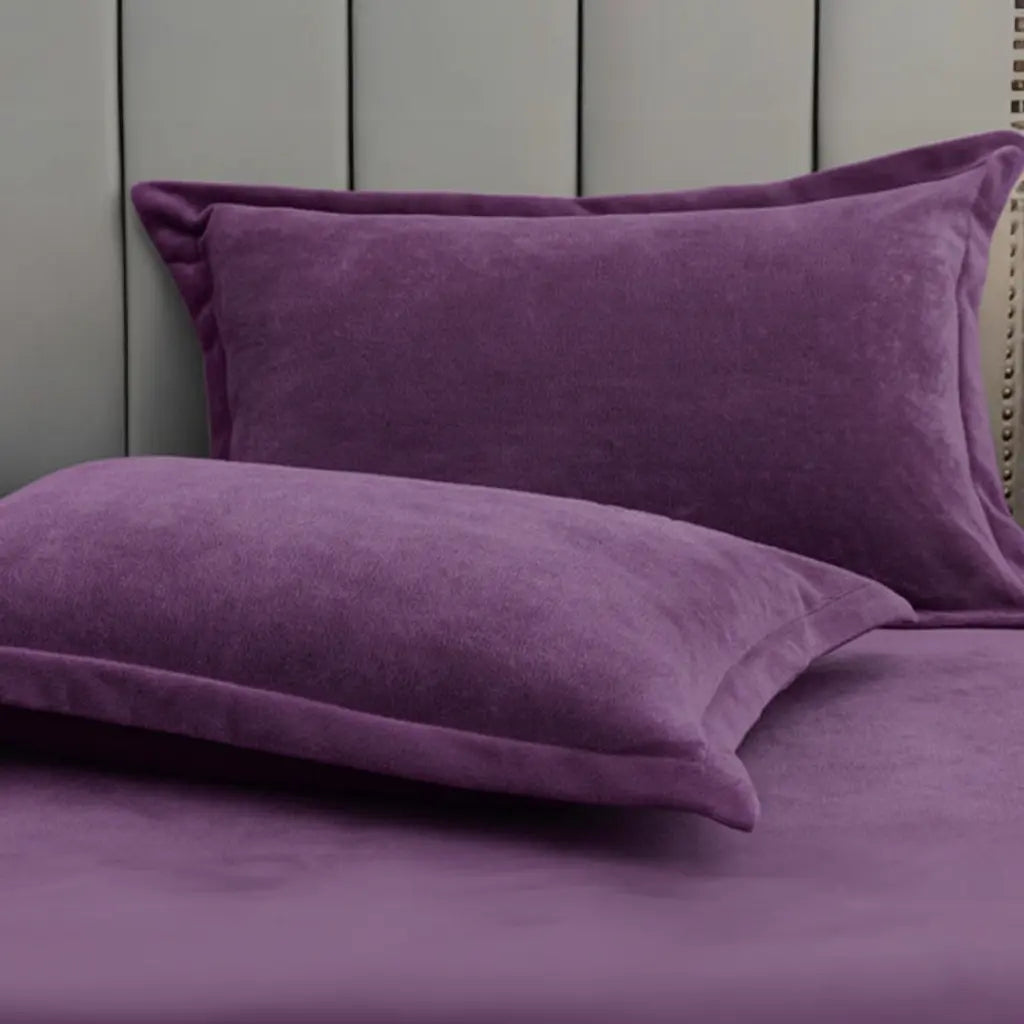 Coral Fleece Pillowcases for Winter Comfort - Set of 2, Available in Green, Gray, Blue, Pink, 48x74cm Size — Lifestyle 10