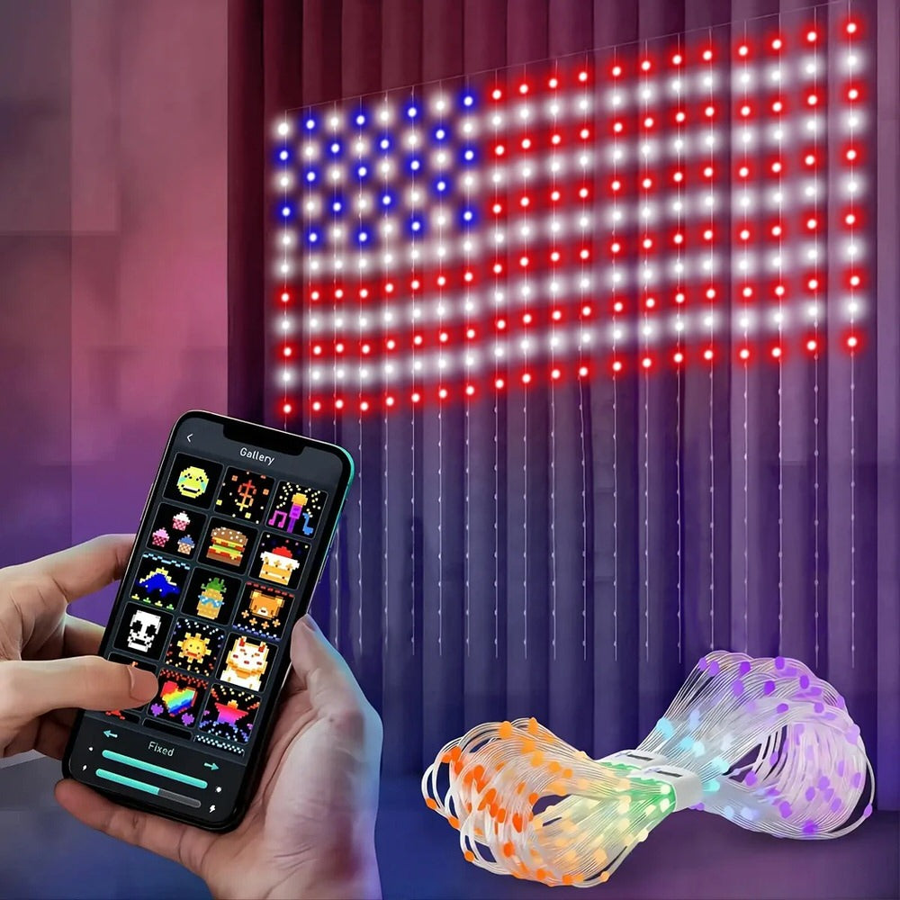 Smart Curtain LED Lights — Warm LED Mood Lighting for Bedside — Front view