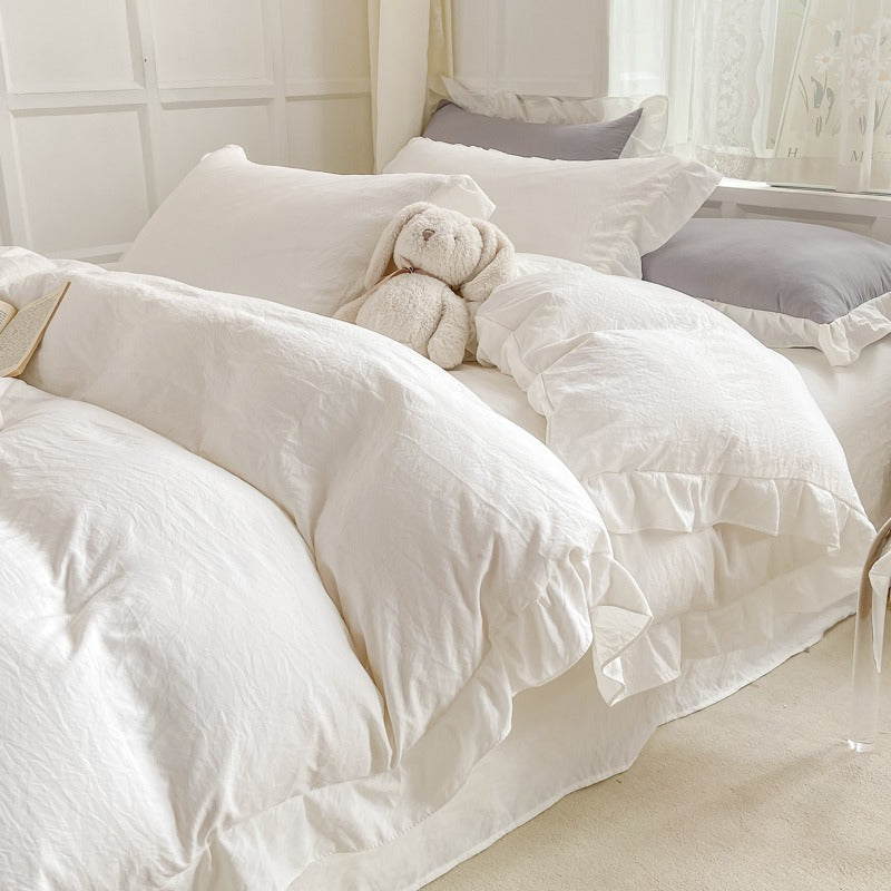 Soft Crumpled Ruffle Bedding Set — Lifestyle 1