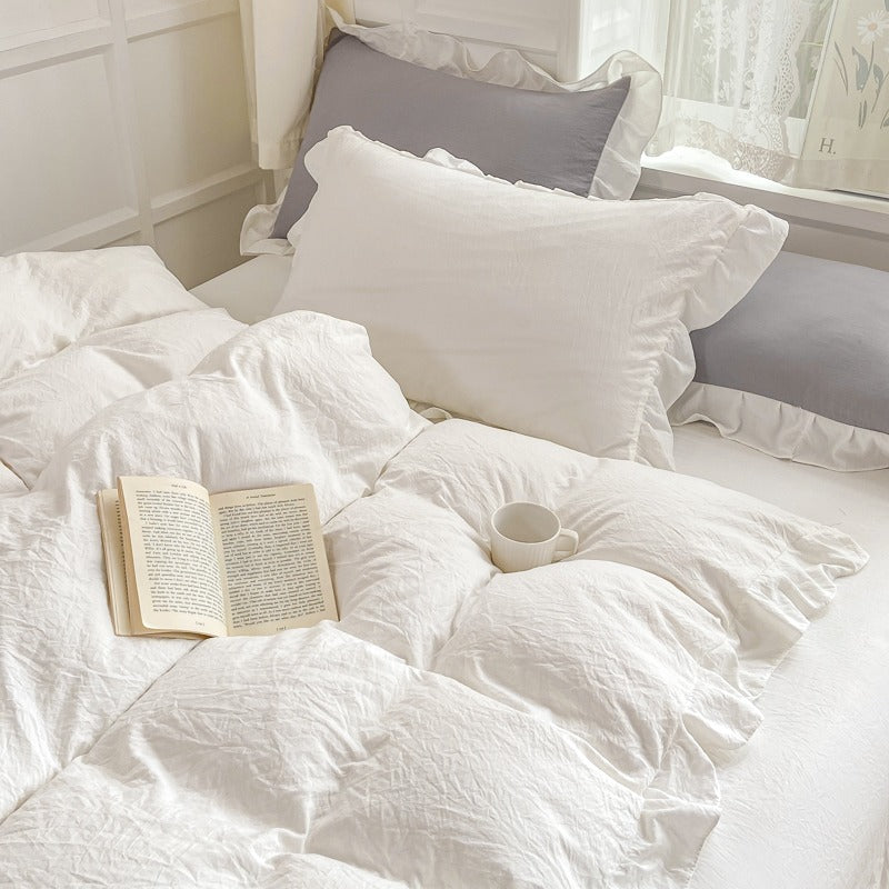 Soft Crumpled Ruffle Bedding Set — Front view