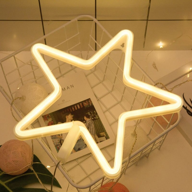 Star Neon Sign — Warm LED Mood Lighting for Bedside — Front view