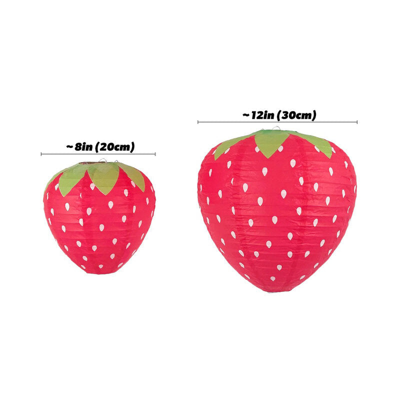 Strawberry Paper Lanterns Hanging Decor — Warm LED Mood Lighting for Bedside — Detail