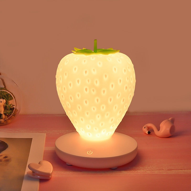 Strawberry Night Light — Warm LED Mood Lighting for Bedside — Front view