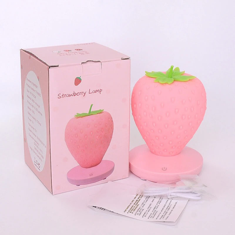 Strawberry Night Light — Warm LED Mood Lighting for Bedside — Lifestyle 7