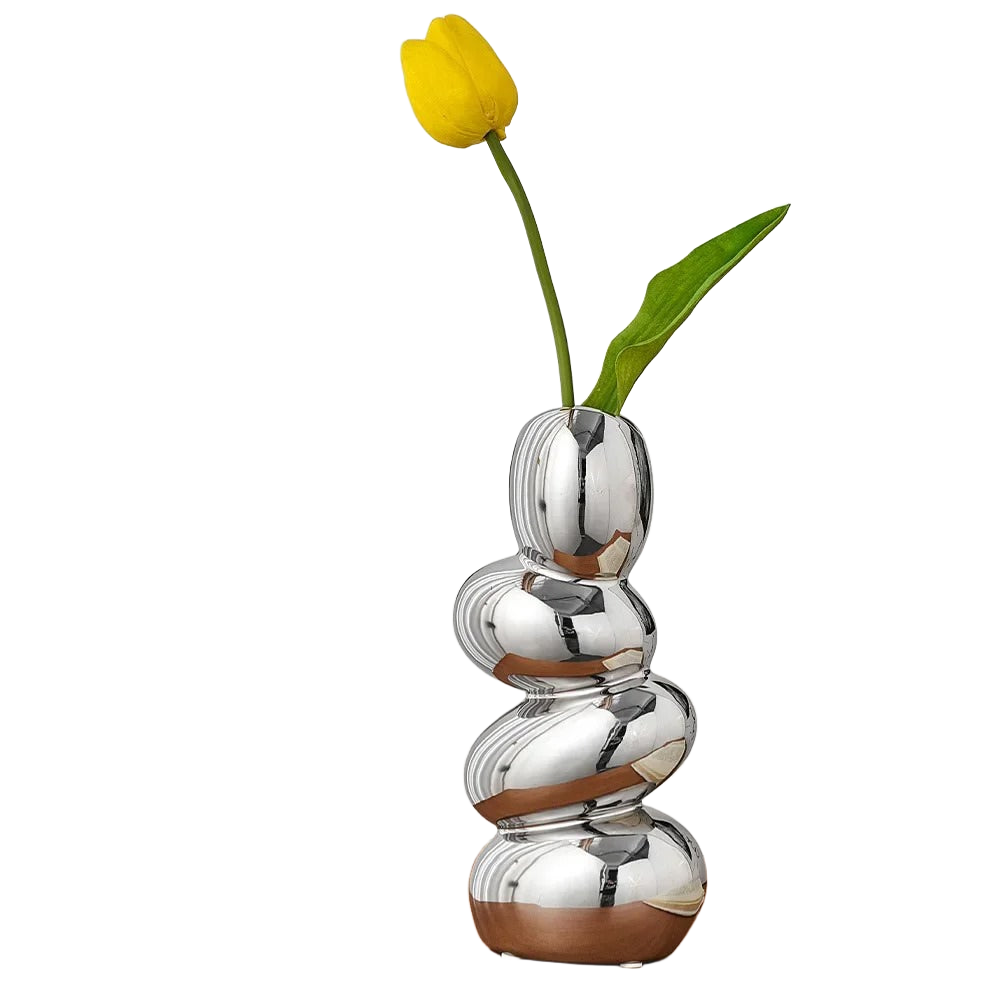 Staked Stones Modern Ceramic Vase — Decorative Vase for Considered Styling — Front view