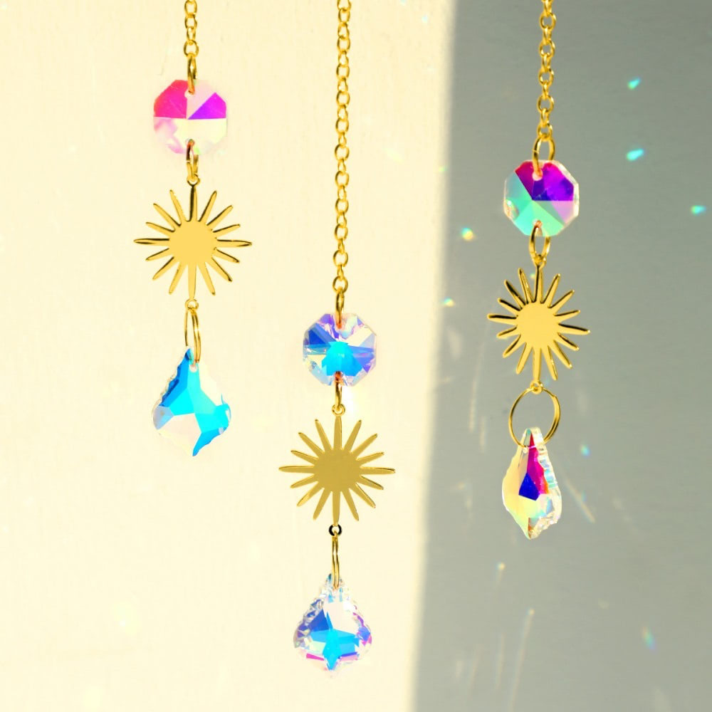 Moon & Star Amethyst Suncatcher Set — Considered Home Styling — Lifestyle 2